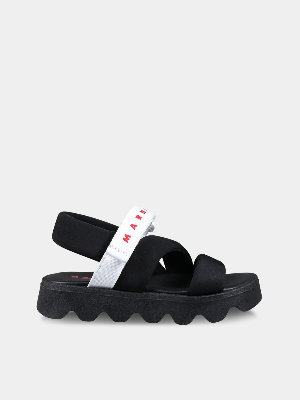 Black sandals for girl with logo